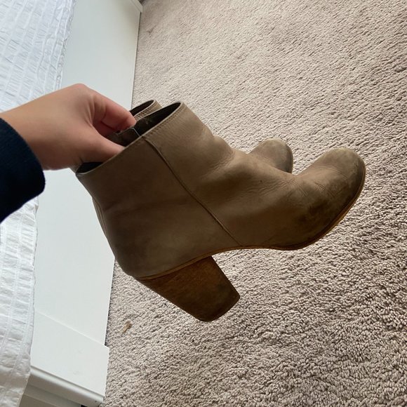 BP by Nordstrom Taupe Leather Trolley Ankle Boots - Picture 1 of 3